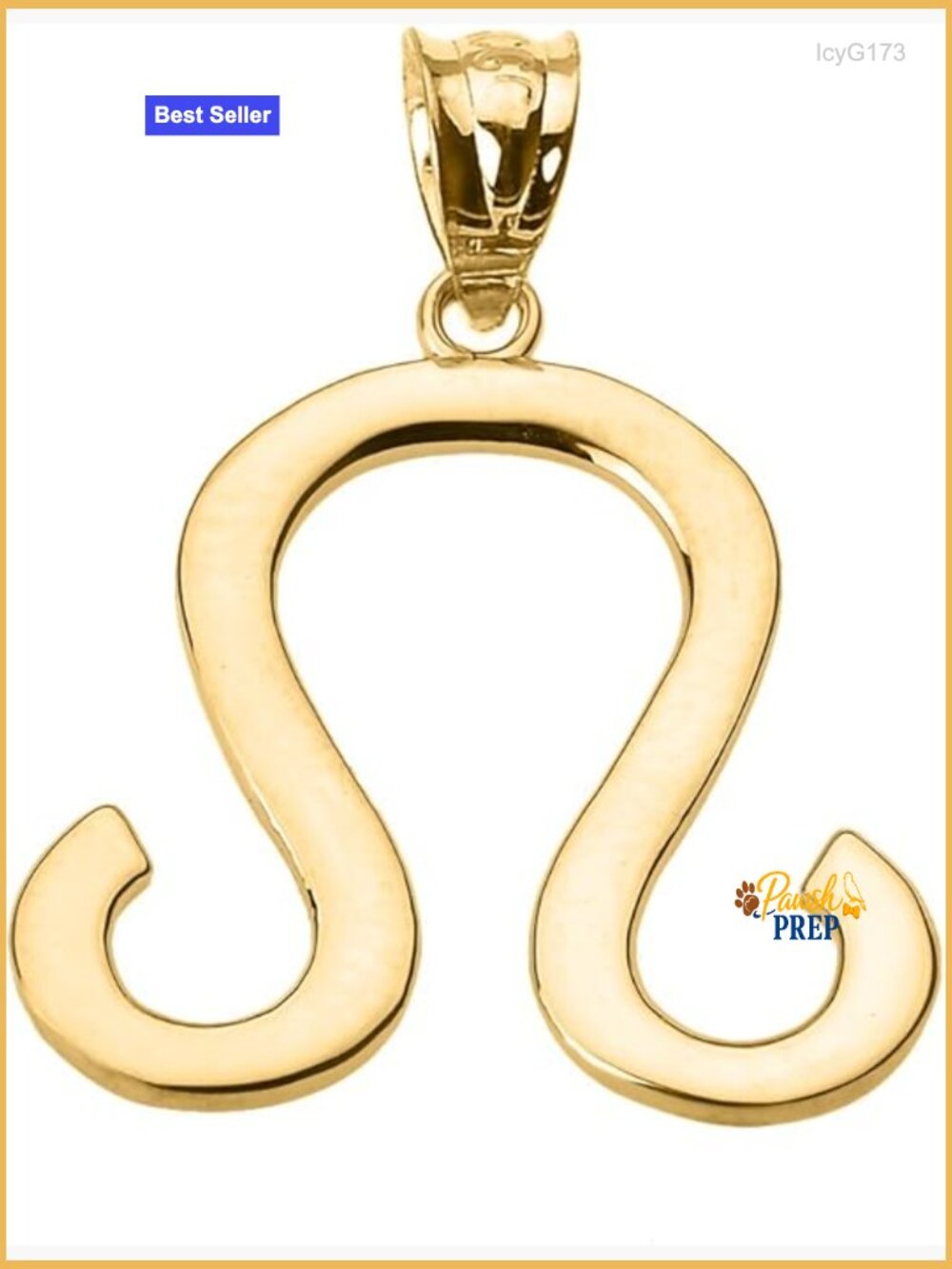 14K White Gold Leo Zodiac Sign Charm Pendant Handcrafted